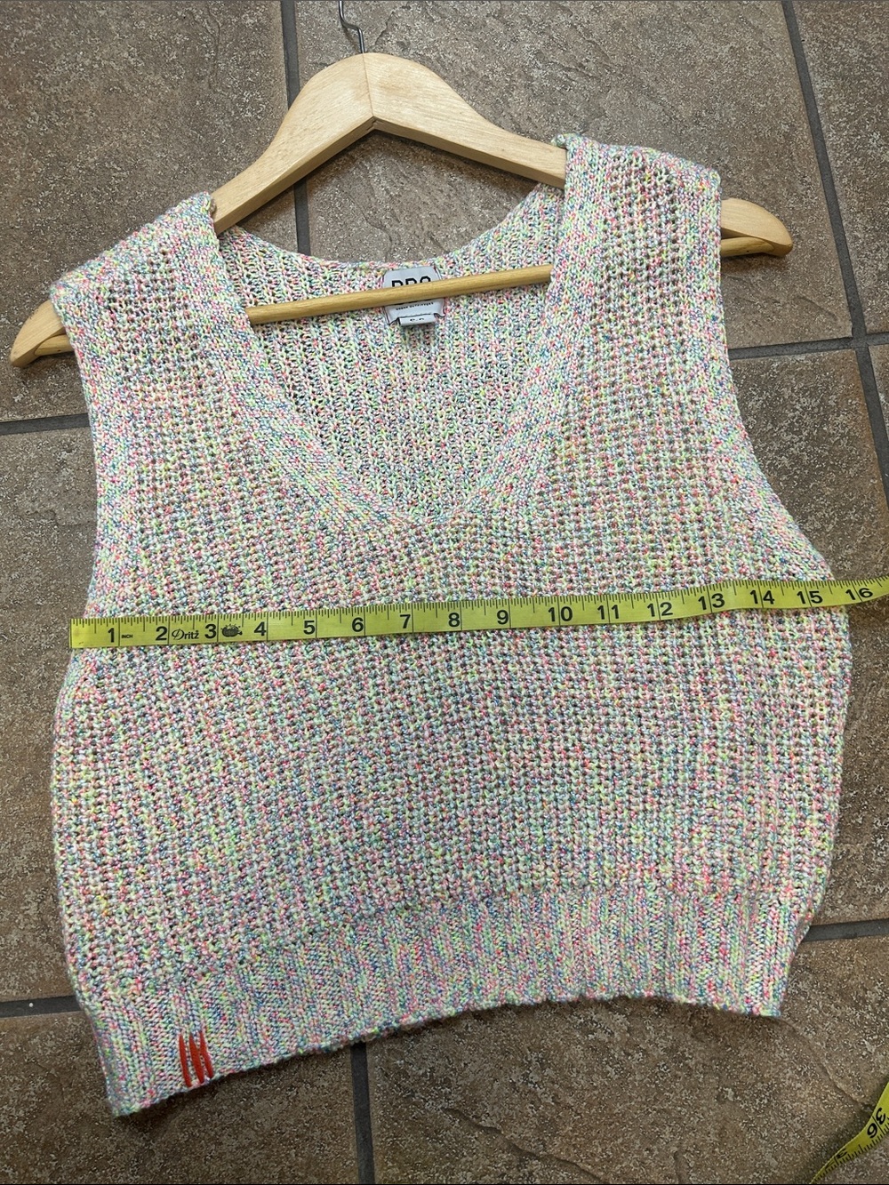 BDG y2K Neon Knit Cropped Multicolor Knit V-Neck Tank - Picture 8 of 8